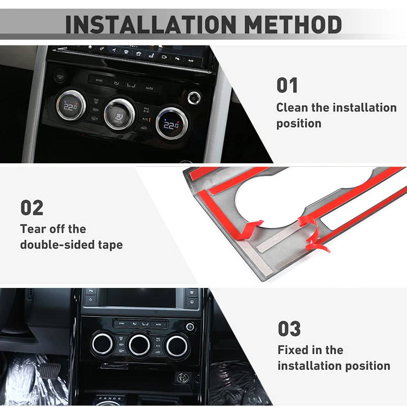 

ABS Gloss Black For Land Rover Discovery 5 LR5 2017-2025 Accessories Car central control air outlet decorative frame