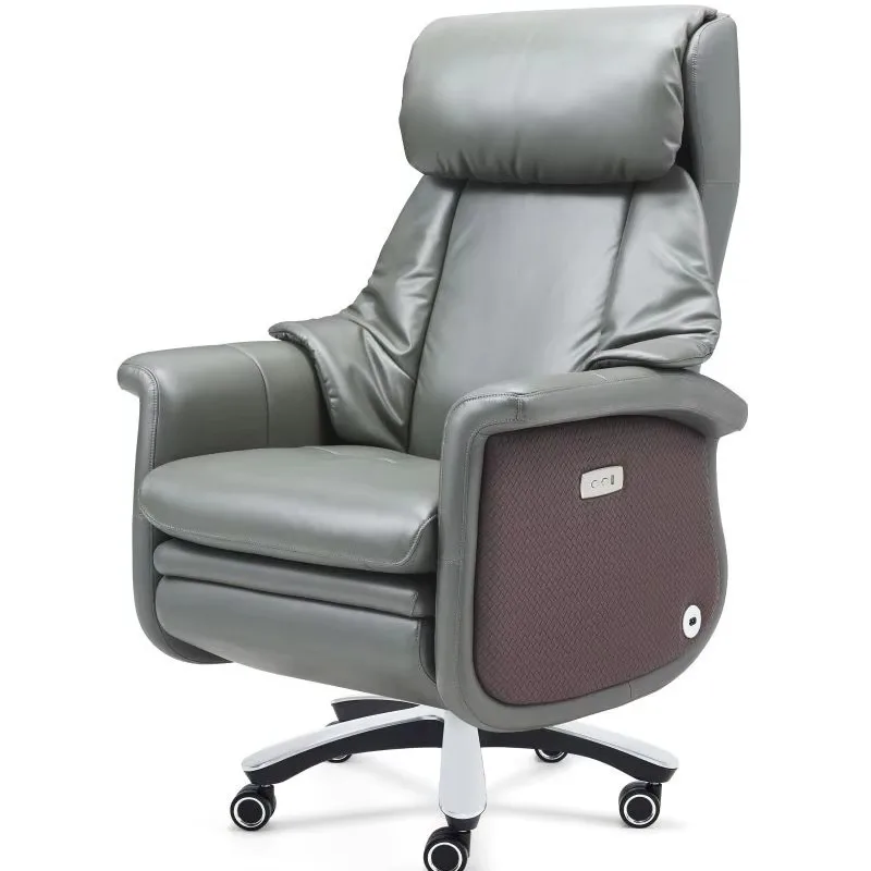 

Modern Smart Boss Electric Office Chair with Air-Bag Massage High Back Genuine Leather Ergonomic All-in-One Design