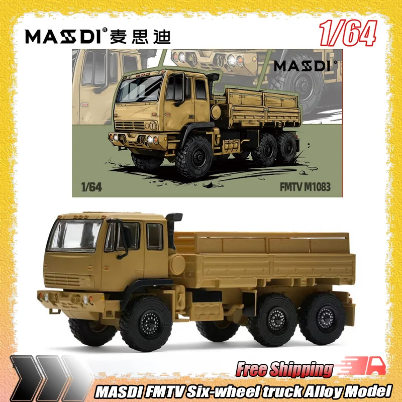 

Masdi 1:64 Scale Fmtv Cummins Six Wheeled Military Truck Diecast Model Army Green Non Tipper Collectible Ornament For Collection
