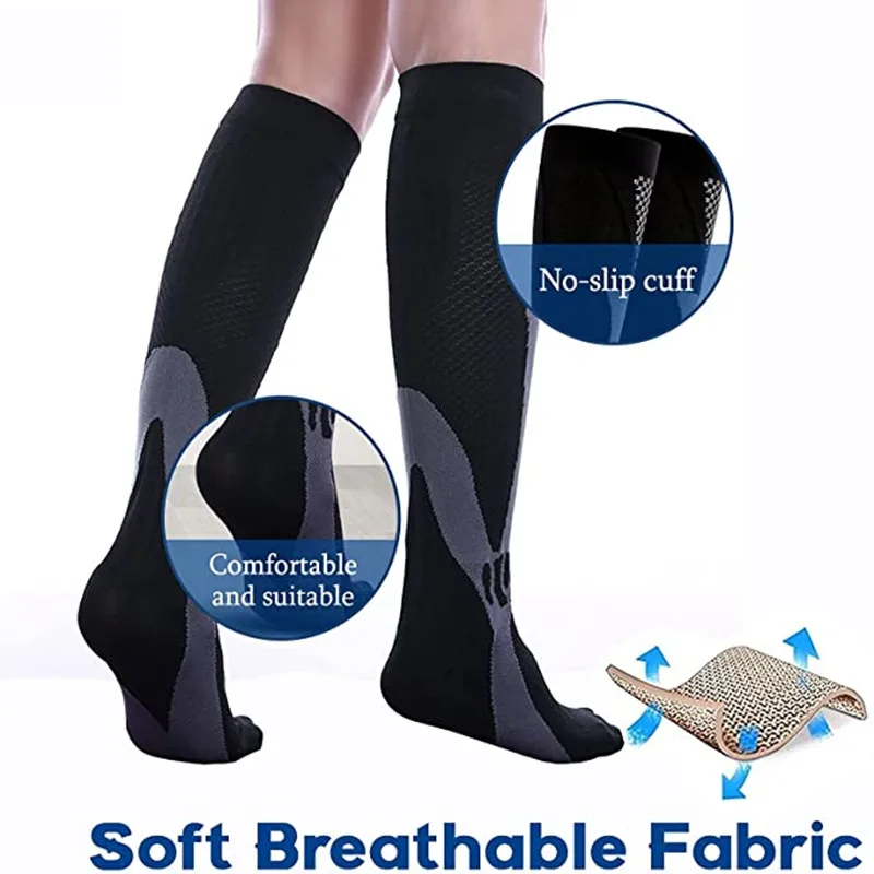 2/3/4 Pairs Running Men Compression Socks Fit Varicose Veins Football Soccer Stockings 30 Mmhg Atheletic Men Women Sports Socks