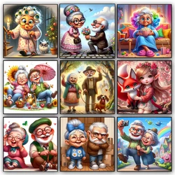 Sweet Couple Walking Life Diamond Painting New 2024 Happy Grandma Grandpa 5D DIY Mosaic Diamond Embroidery Cross Stitch Kits
