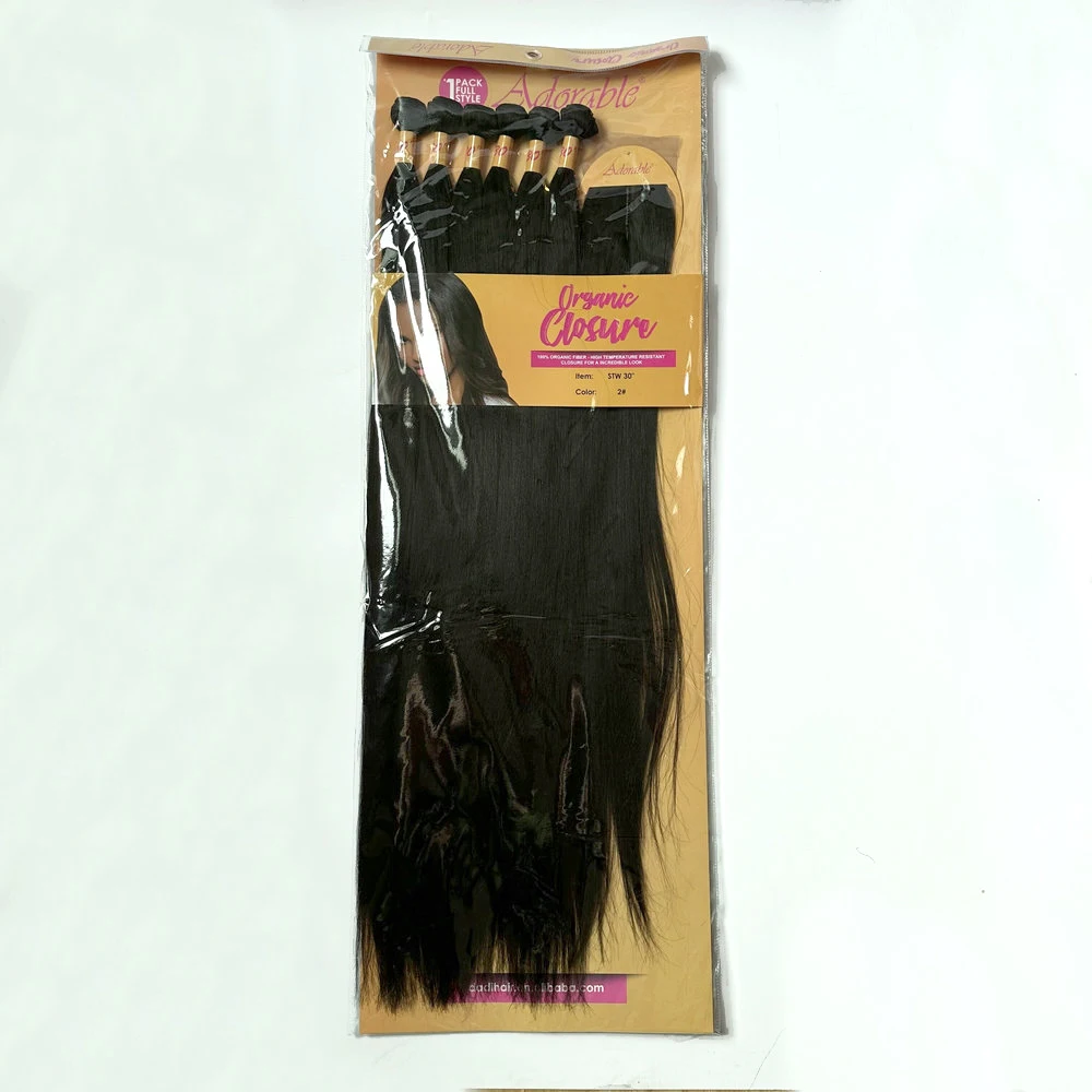 Yaki Straight Synthetic Hair Bundles With Closure For Woman Braid,High Quality Natural Color 30 Inch Packet Hair Weaves STW 6PCS