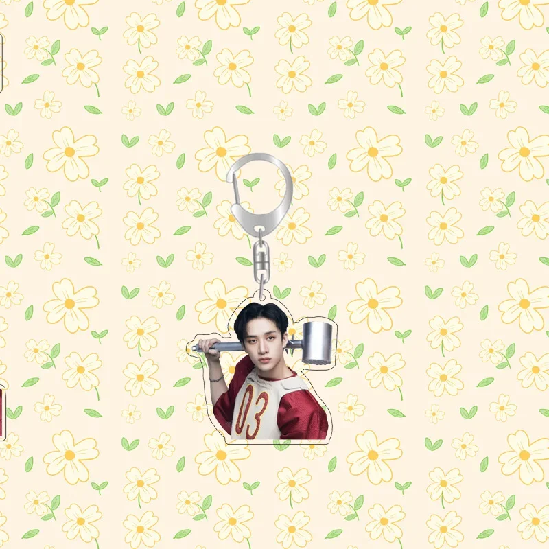 Korean Boy Band Peripheral Bang Chan Lee Min-Ho Seo Chang-Bin Jersey Keyring Music Album Acrylic Keychain Figurine Collectible