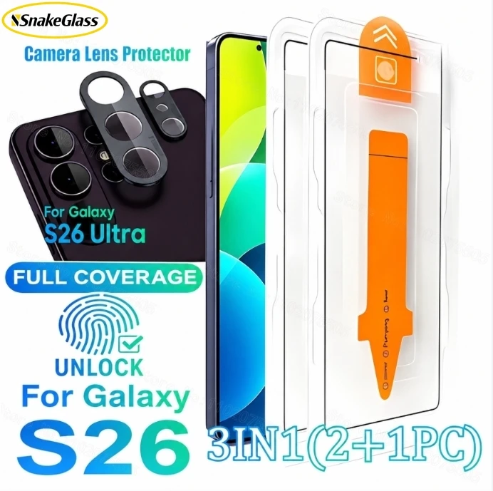 2PCS HD Protective Toughened Film+ 1PCS Lens Protection for Samsung Galaxy S26 Ultra S26+ S21 S22 S23 S24 S25 Ultra/Plus/S25 FE
