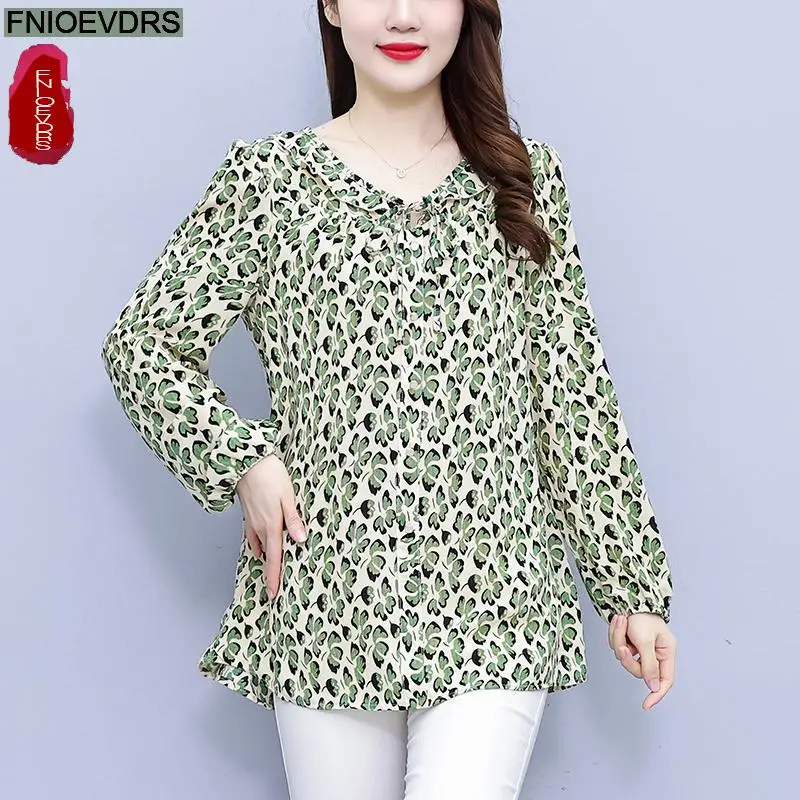 L-3XL Loose Clothes 2024 Women European Fashion Elegant Floral Print Casual Tunic Belly Peplum Tops And Blouses