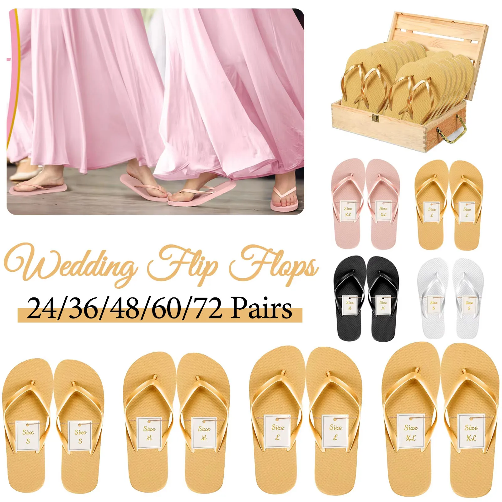 24-76 Pairs Wedding Flip Flops for Guests Wedding Sandal Favors Boda Gifts Souvenir Disposable Flip Flops for Beach Party Favor