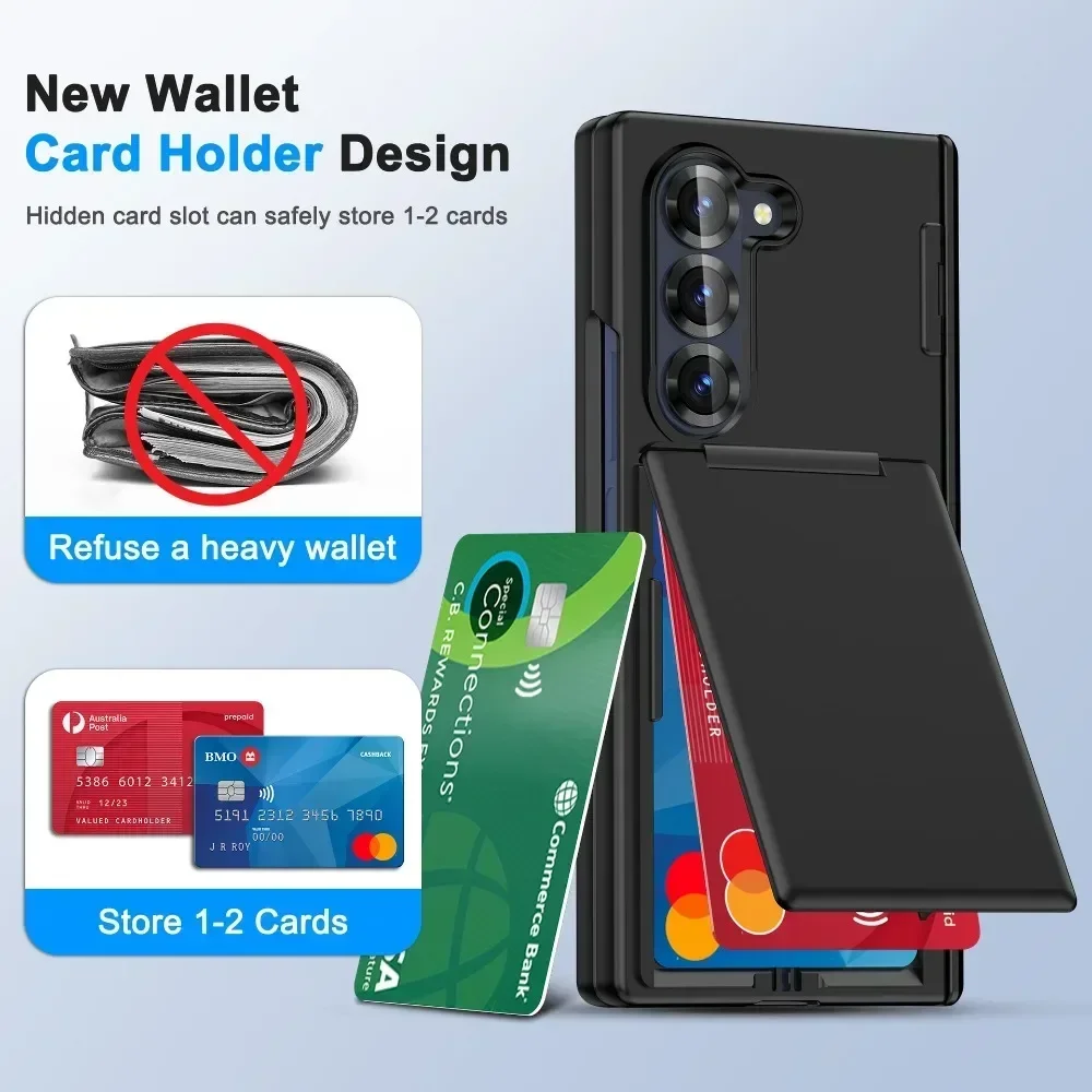 Luxus Flip Kickstand Handyhülle für Samsung Galaxy Z Fold 7 6 Fold7 Fold6 5G Klapphalterung Matte Cover mit Kartenhalter – Detail 12