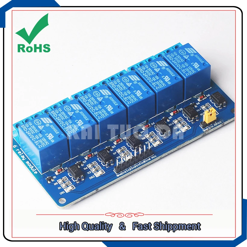 6-way/six channel relay module relay expansion board with optocoupler protection optional board
