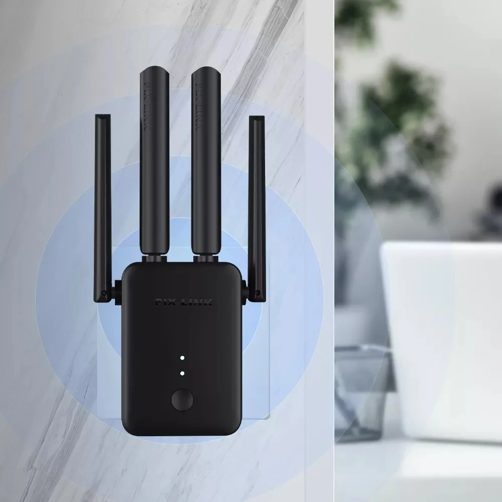 

2.4G 300Mbps Wireless WiFi Router/Extender,Black Indoor Repeater,Faster Wifi with MU-MIMO,4 Antennas,New WISP Relay Mode,WR42Q