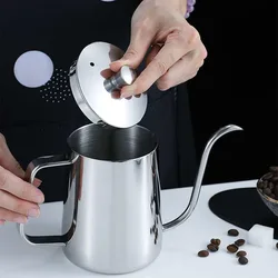 350ml Drip Kettle Coffee Tea Pot With Thermometer Non-stick Coating Food Grade Stainless Steel Thin Mouth Gooseneck Coffee Pot