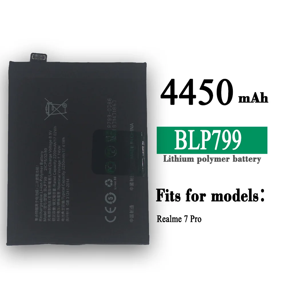 

New 4450mAh BLP799 Mobile Phone Replacement Battery For Oppo Realme 7 X7 Pro Realme7 Pro High Quality Battery