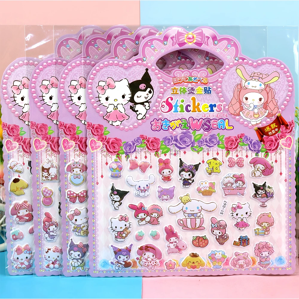 

4pcs Kawaii Sanrio 3D Puffy Stickers Kuromi Cinnamoroll Melody Bubble Decals DIY Notebook Phone Cute Cartoon Decoration Sticker