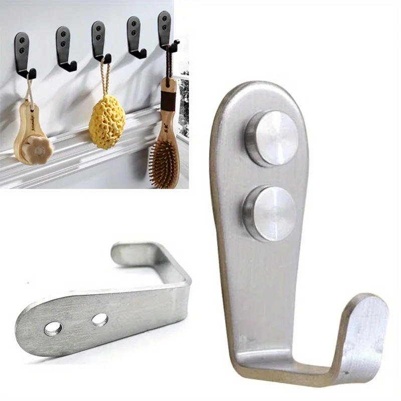 8/4 PCS Double Hole Hook Heavy Duty Stainless Steel Wall Hook Waterproof Sticky Hook Bathroom Hanging Towel Key Coat Bag