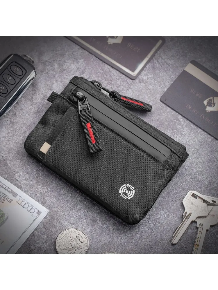 Reißverschluss Rfid Geldbörse Mini Geldbörse Damen Herren Nylon Kurze Geldbörse Retro Schlüsselkartenhalter Kleine Geldtasche Trend Jugend Mini Handtasche