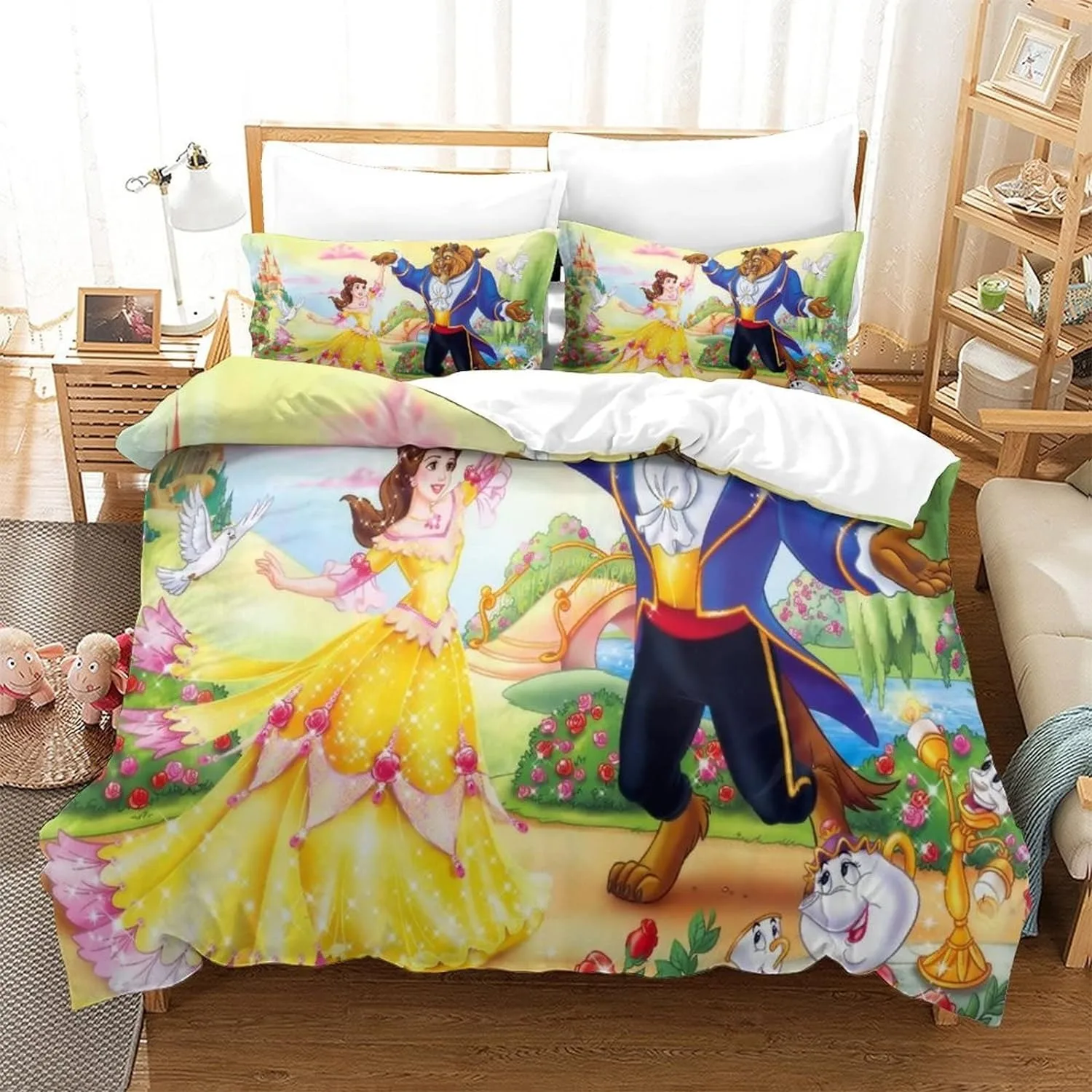 Disney Beauty and the Beast Bedding Set Princess Quilt Duvet Cover Sets For Kids Bedroom Decor Single King Children's gifts