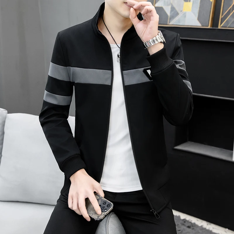 

Slim Fit Men's Jaet Spring Autumn New Sle Korean Version Casual Youth Baseball Coat Zipper Closure Long Sve Breathable