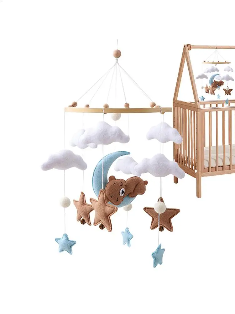 Mobile per bambini in legno 0-12 mesi sonaglio giocattoli sul letto neonati mobile per culla con carillon letto campana giocattoli appesi staffa per culla