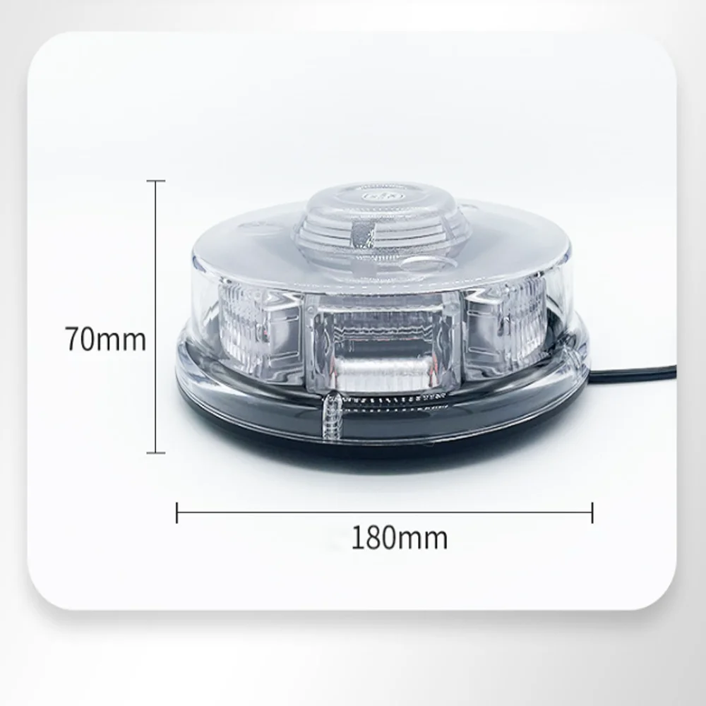 둥근 자석 LED 경고 스트로브: 차량 장착형, 엔지니어링 차량 - 12-24V 범용, 안전 신호등