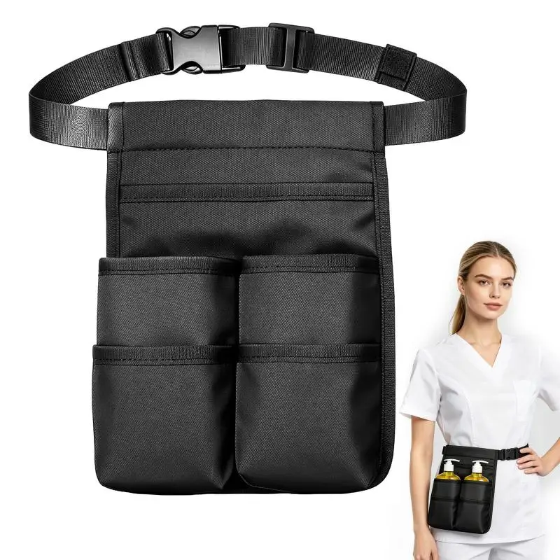 @*Multi Functional Massage Waist Bag with Multiple Pockets Holds Lotion Oil Bottles for Therapist On-site Home Service