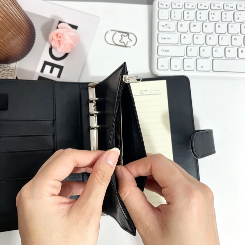 A6 Macaron Color Notebook Binder Loose Leaf Document Filing Bags DIY Document Bag Binder Rings PVC Storage Binding Folder - view 3
