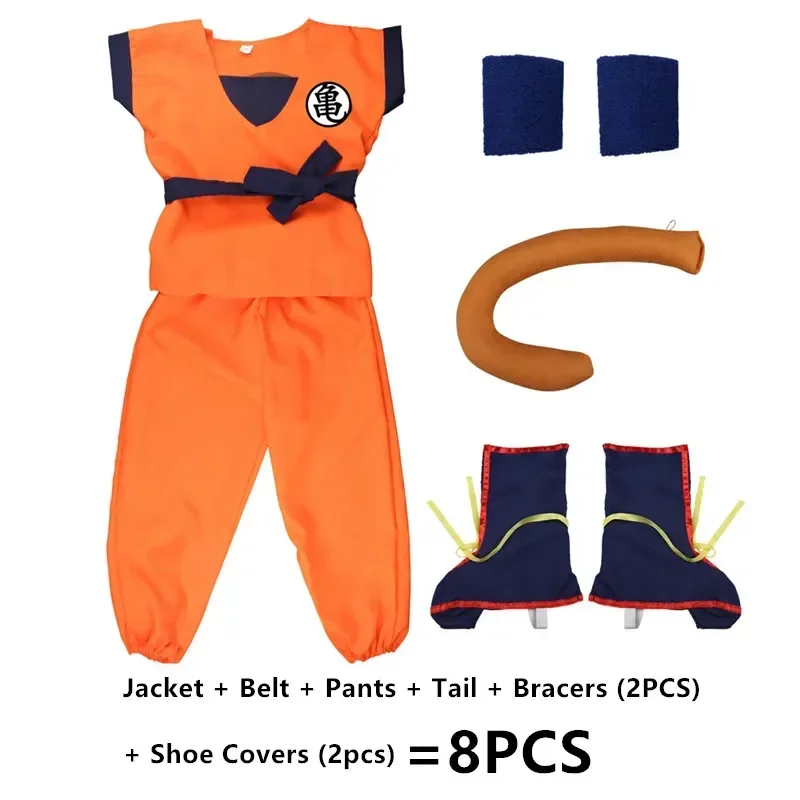 QQ8 8Pc Child Adult Anime Dragon Costume Cartoon Character Printed Goku Suit Kid Hero Halloween Role Play Dress Up Shoe Cove5Lk￥