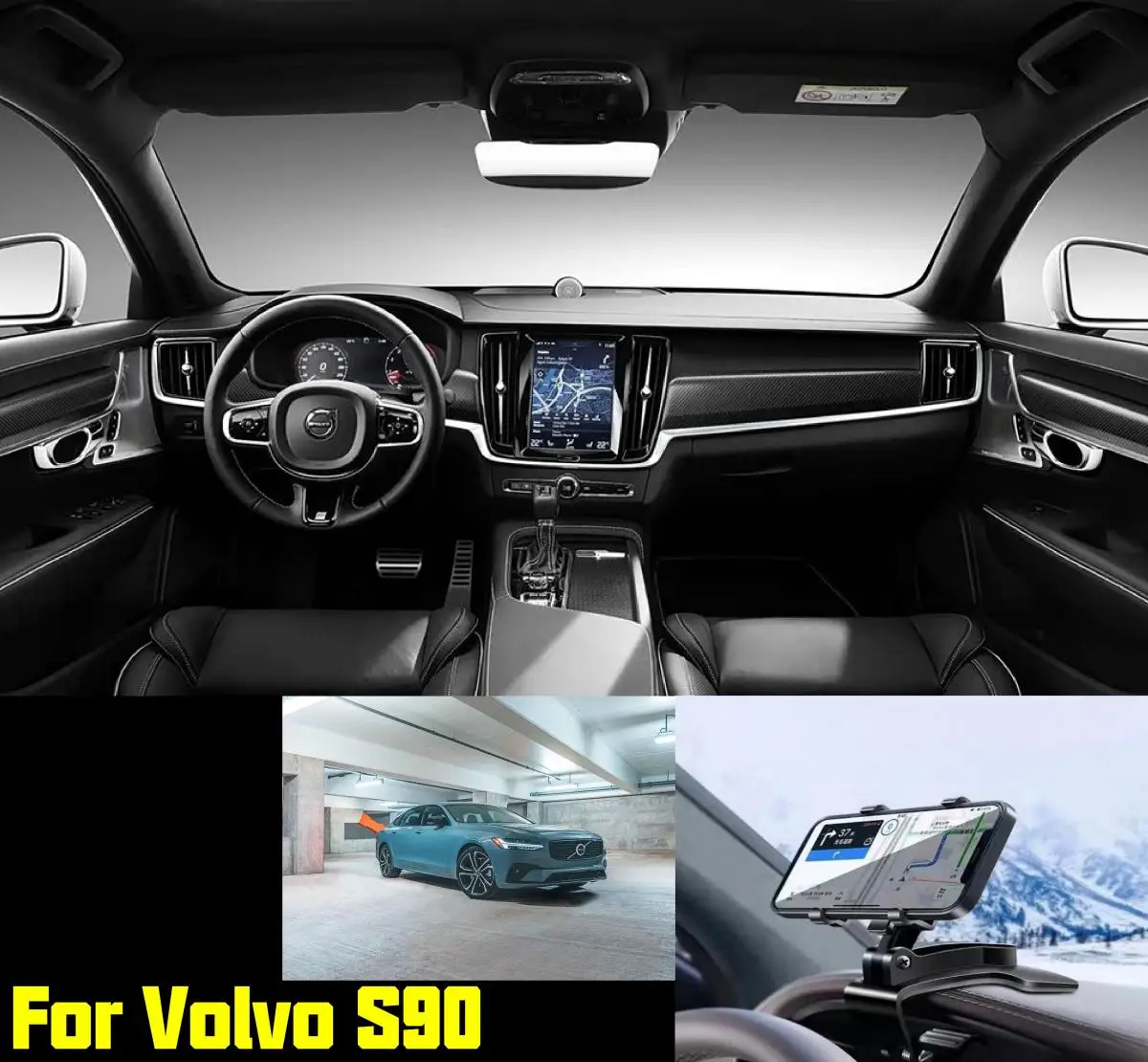 

Car mobile phone navigation stand For Volvo S90 can be installed on the rearview mirror, dashboard and sun visor