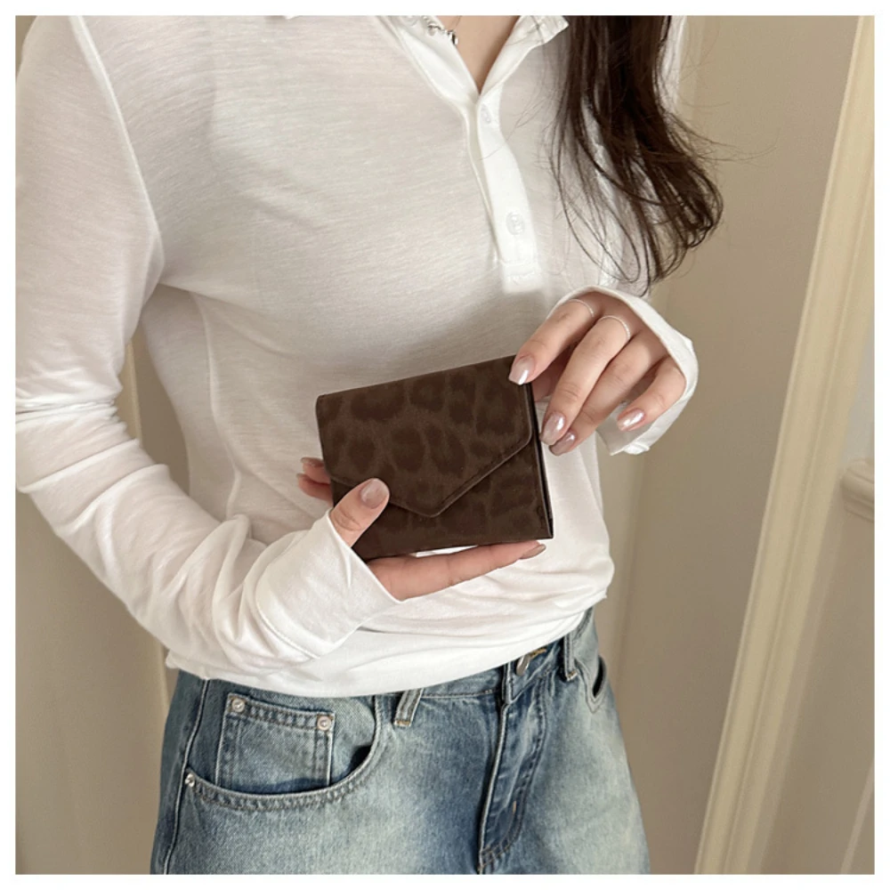 Fashion Leopard Print Card Holder Wallet Women PU Leather Slim Tri-fold Coin Purse Multi-slot Credit Card Case Mini Clutch Bag