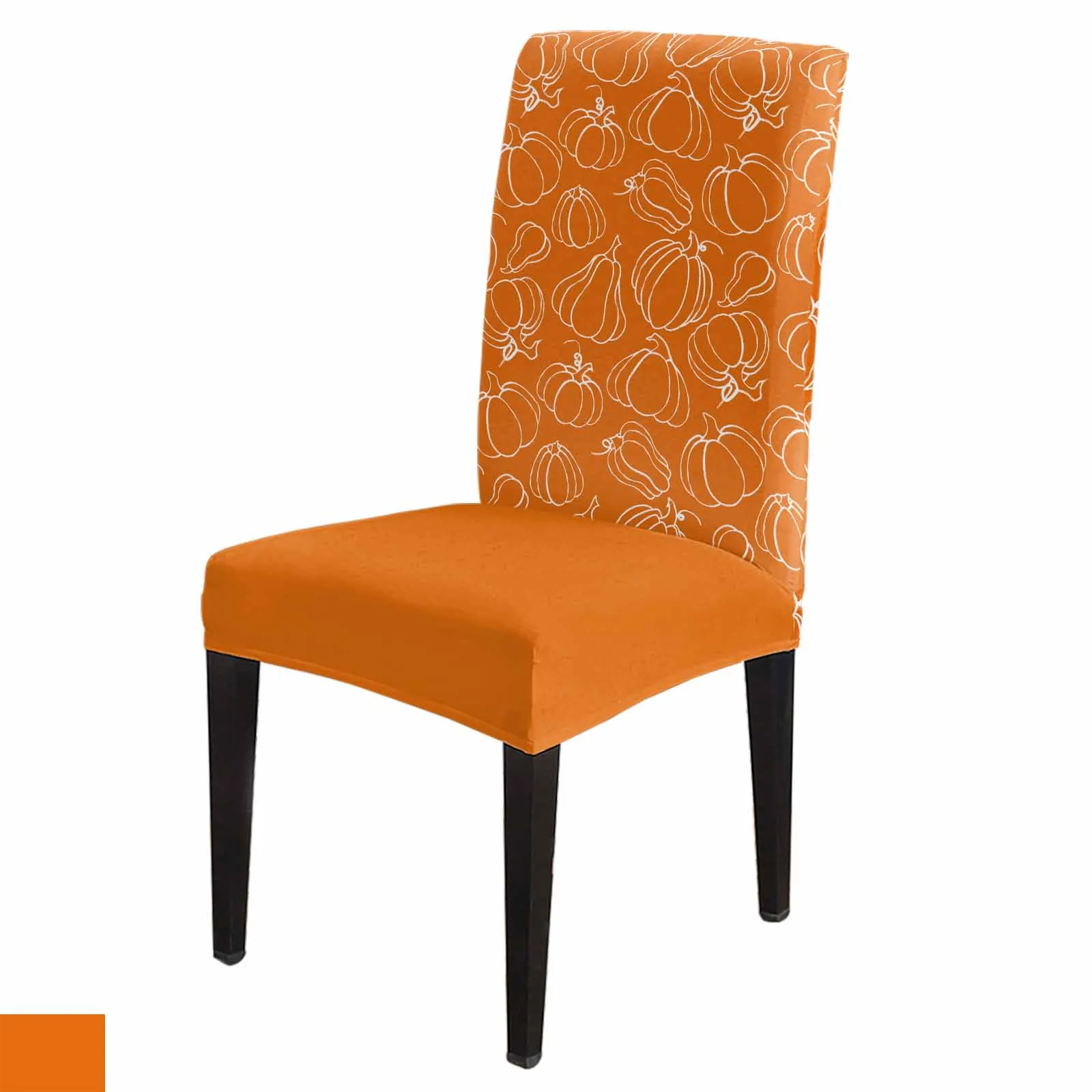 Thanksgiving Autumn Orange Pumpkin 4/6/8PCS Spandex Elastic Chair Case For Wedding Hotel Banquet Dining Room