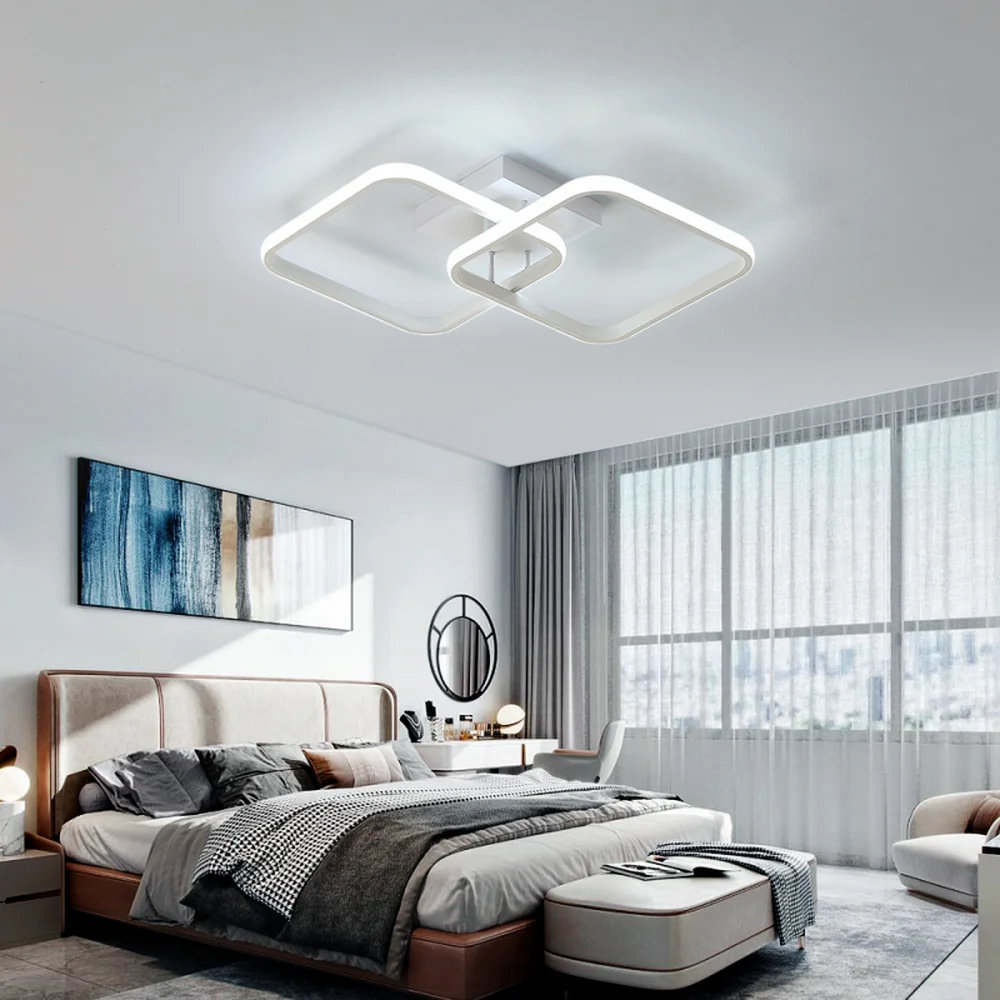 Moderne quadratische Deckenleuchte, LED-Kronleuchter, 42 W Acryl-Deckenleuchte für Küche, Esszimmer, Wohnzimmer, Studio, Büro, 6500 K – Detail 11