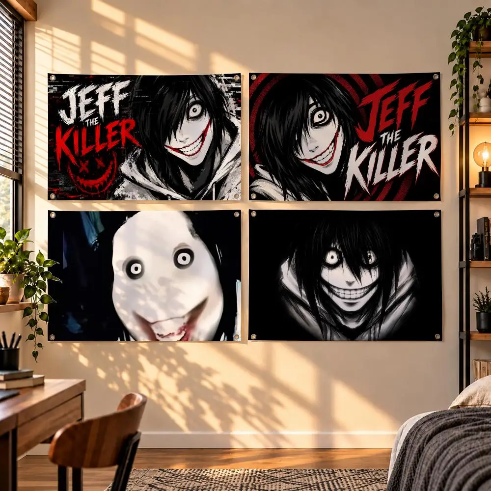 Dark Creepypasta Horror Character Jeff The Killer Flags Indoor Outdoor Wall Hanging Flag Decor Banner Wall Decor