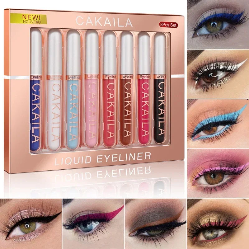 8 Colors/Set Matte Color Waterproof Eyeliner Kit Makeup Colorful Eye Liner Pen Eyes Make Up Eyeshadow Cosmetics Liquid Eyeliners