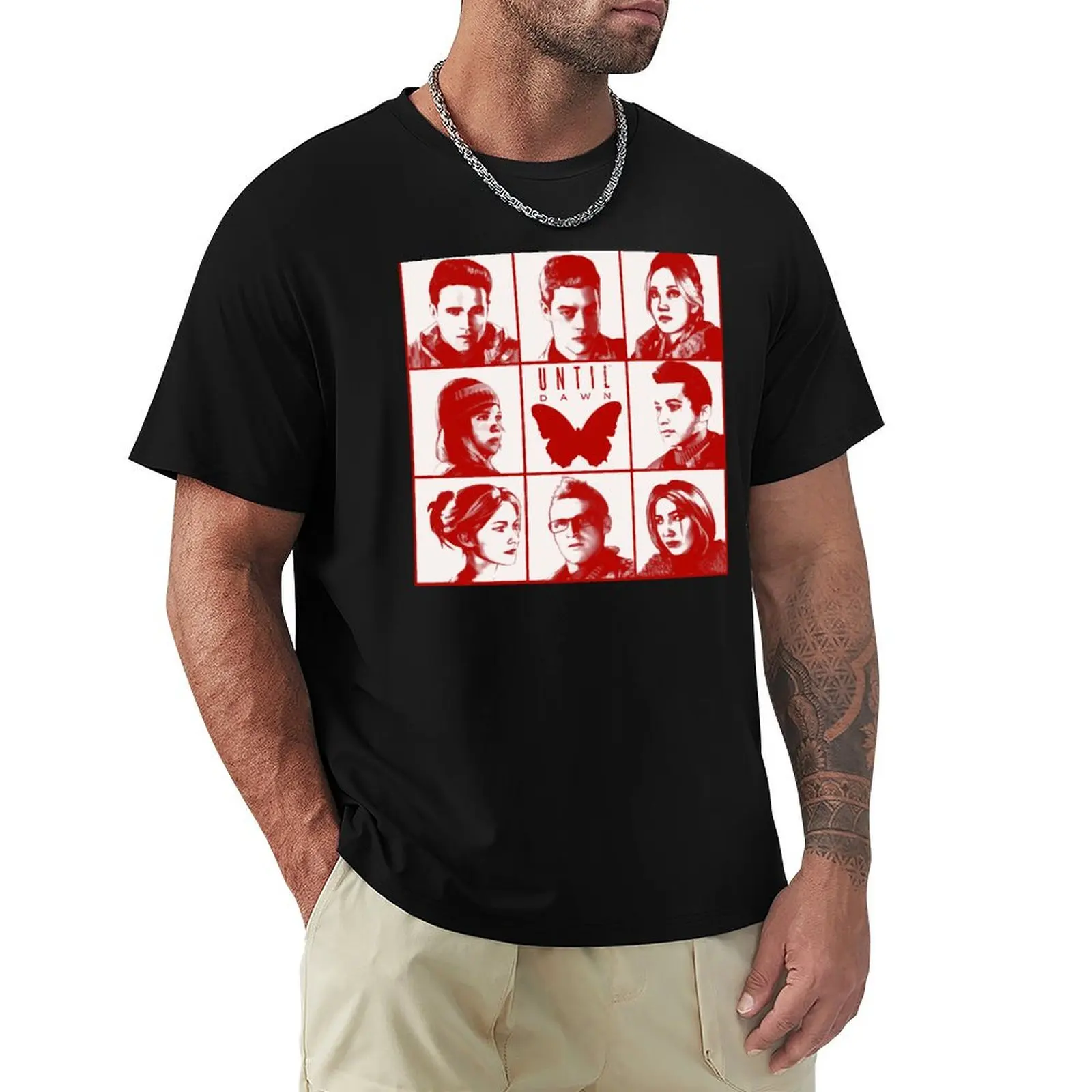 

until dawn characters - red T-Shirt Simple Casual Short Sleeve Tee