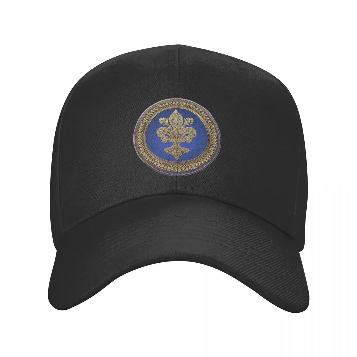 Classic Unisex Gold Fleur-de-Lis Baseball Cap Adult Fleur-De-Lys Lily Flower Adjustable Dad Hat Women Men Outdoor