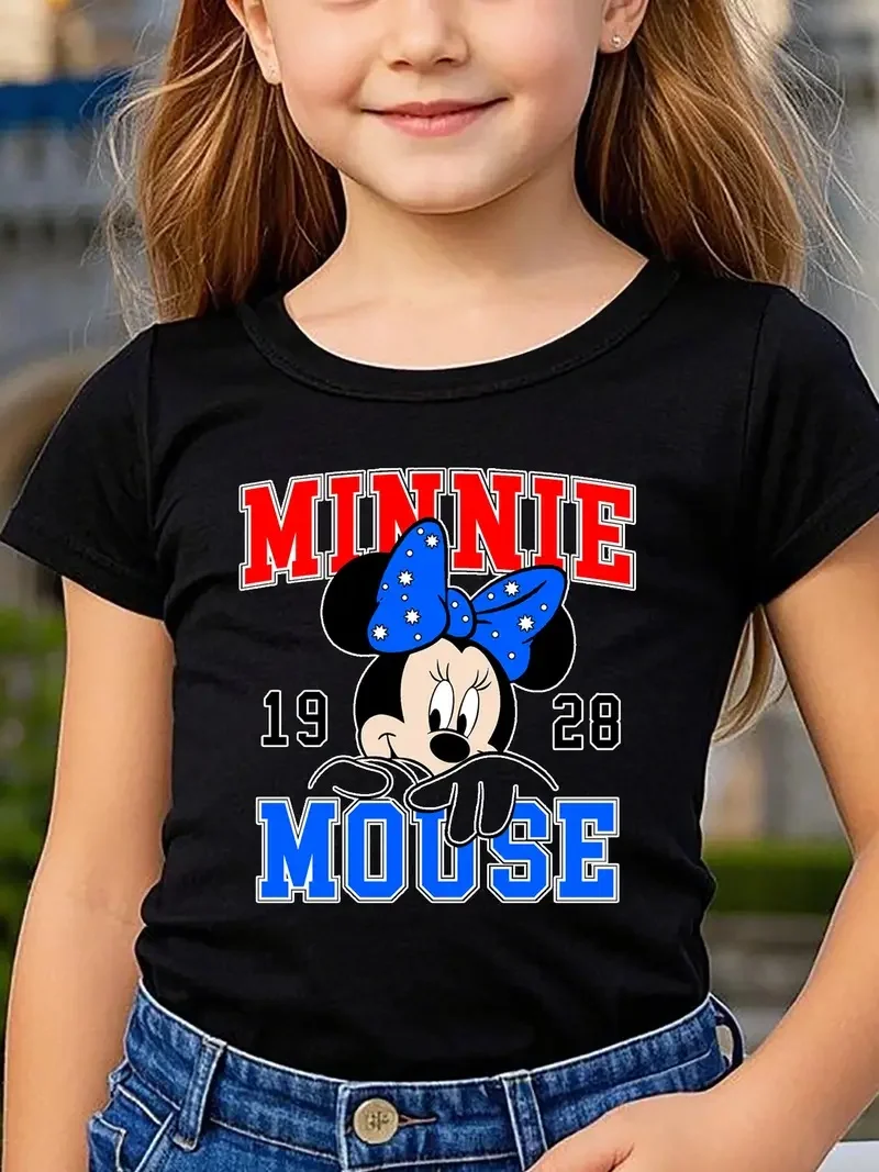 

2025 New Disney Printed Children's Street Fashion Trend Short Sleeve Pure Cotton Round Neck T-shirt