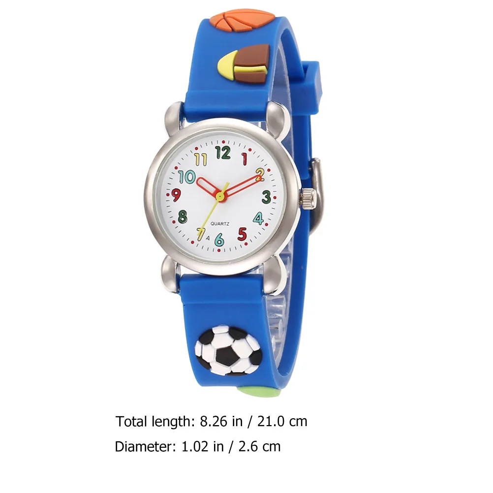 

Kids Football Watch PVC Strap Stainless Steel Buckle Cartoon Wristwatch for Toddler Boys Girls Adjustable Elastic Time Teaching