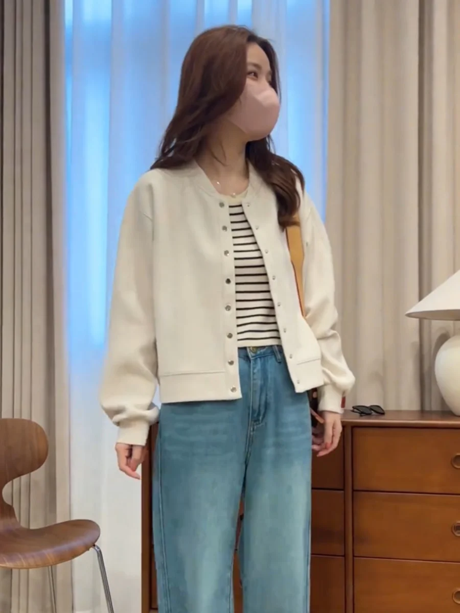Casual Style Short Baseball Jacket Women's Spring Autumn New Korean Style Lazy Fashion Popular Jacket Loose Fit Long Sleeve