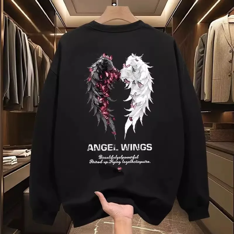 

New autumn and winter men's round neck pullover hoodie trendy brand trendy printed casual top stylish and versatile jacket