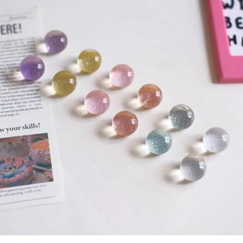6/12 Pcs 15mm Blingbling Glitter Round Resin Half Ball Fridge Manget Home Decor Sticker Message Note Magnetic Decoration Gift