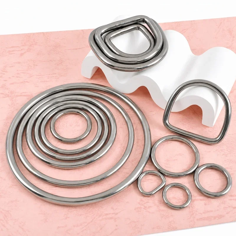 2/5Pcs 15-50mm Stainless Steel O D Ring Buckles Handbag Strap Connector Rings Leather Craft Clasp Carabiner Belt Hook Bag Parts