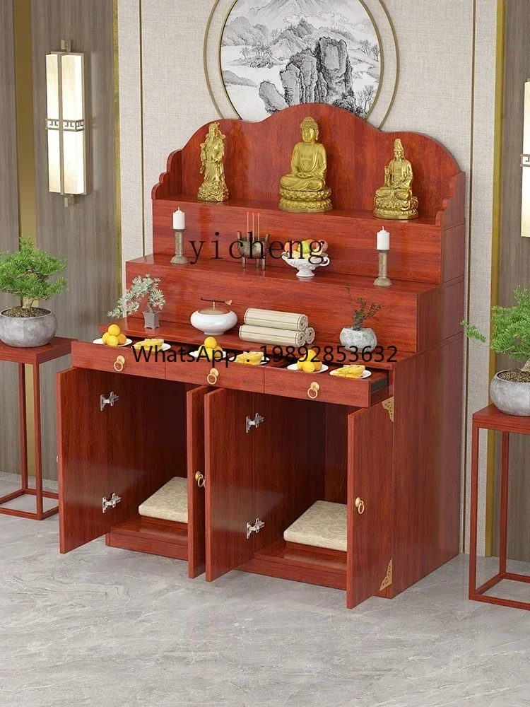 GX Economical Altar Three-Layer Heightened Buddha Stand Parishes Tribute Table Taoist Temple Buddha Niche