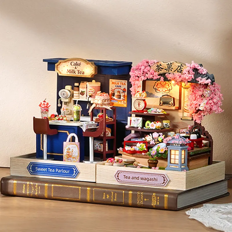 Wooden Mini Doll House DIY Small House Kit Handmade 3D Puzzle Assembly Model Building Room Bedroom Decoration DollHouses Gifts