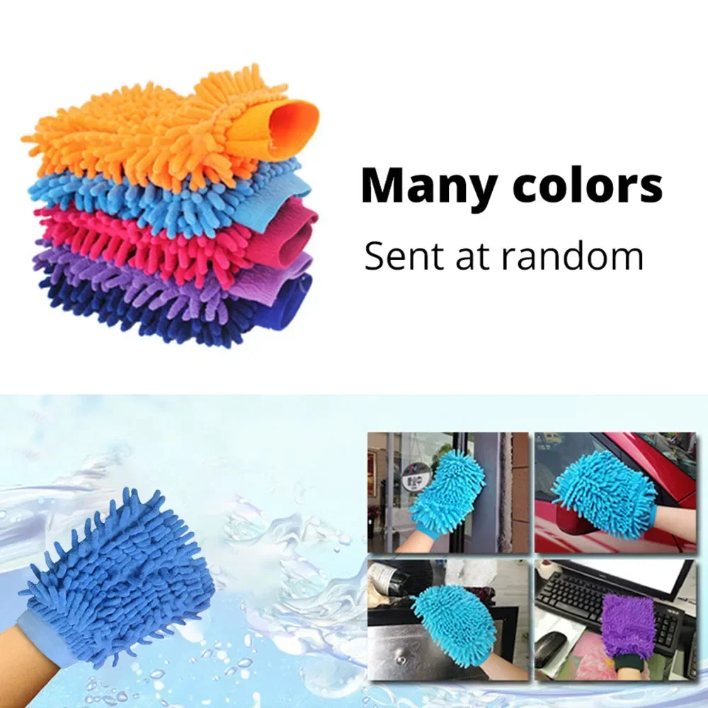 Multiuse Car Wash Gloves Chenille Waterproof Mitt Soft Mesh Back Double-faced Glove Mitt Wax Detailing Brush Car Cleaning Tool