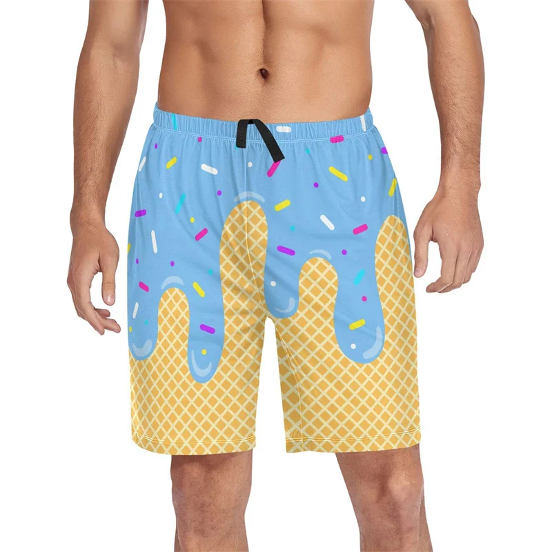 

3d Printed Ice Cream Beach Shorts Men's Hawaiian Summer Holiday Casual Shorts Unisex Street Conch Graphic Surfing Board Shorts
