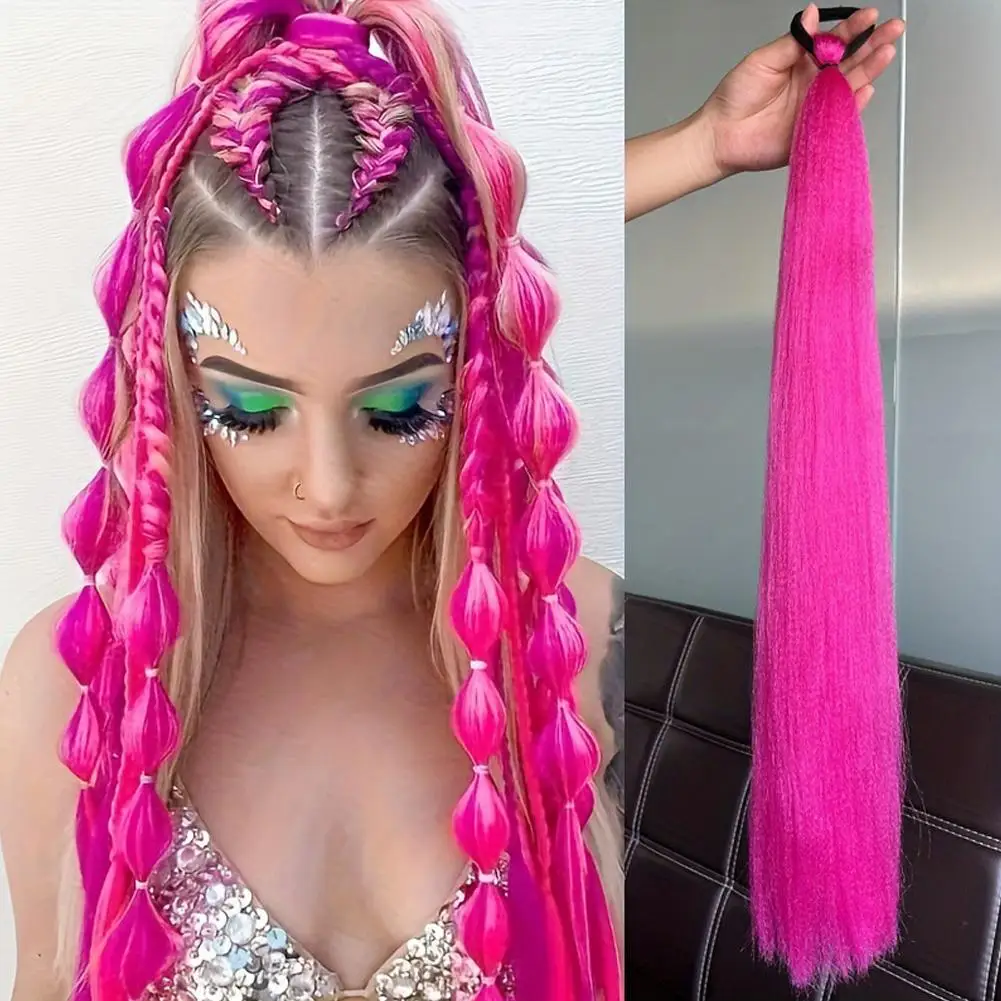 

Синтетический красочный наращивание хвоста, длинный прямой плетеный хвост «сделай сам», шиньон с резинкой, женские аксессуары для волос