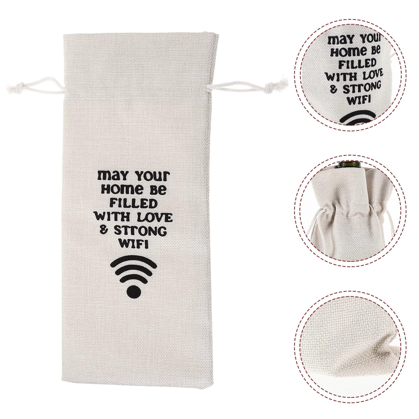 

FRCOLOR Linen Wine Bag Drawstring Packaging Storage Pouch for Bottle Gift Wrapping Holder Flax Cotton Accessory