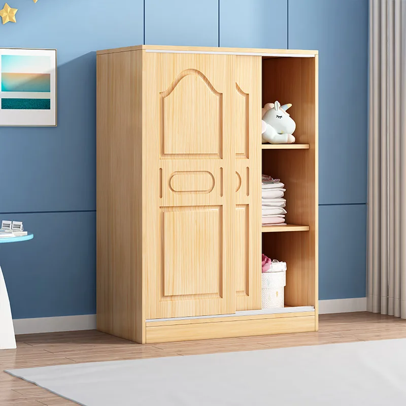 

Solid wood wardrobe, children's wardrobe, household bedroom, small unit, sliding door, girl's wardrobe, baby storage, pine w