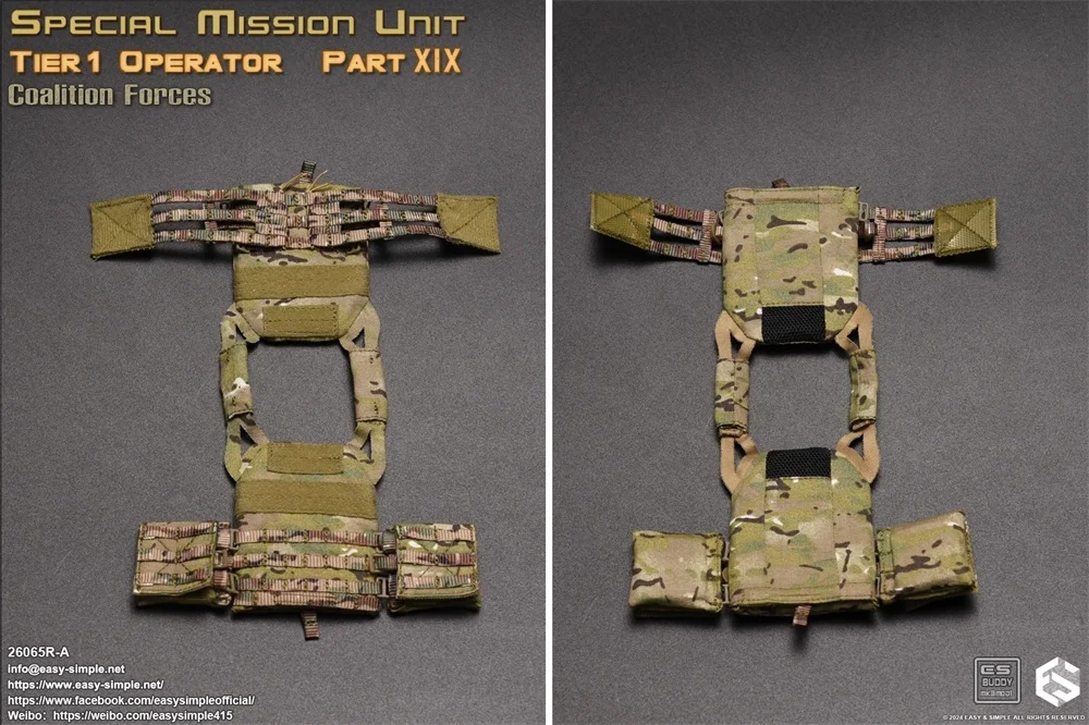 

1/6 EASY&SIMPLE ES 26065RA US. Soldier Doll CAG Action Figure Black Hang Chest Vest Bullet-proof Waist Belt For 12" Action Doll