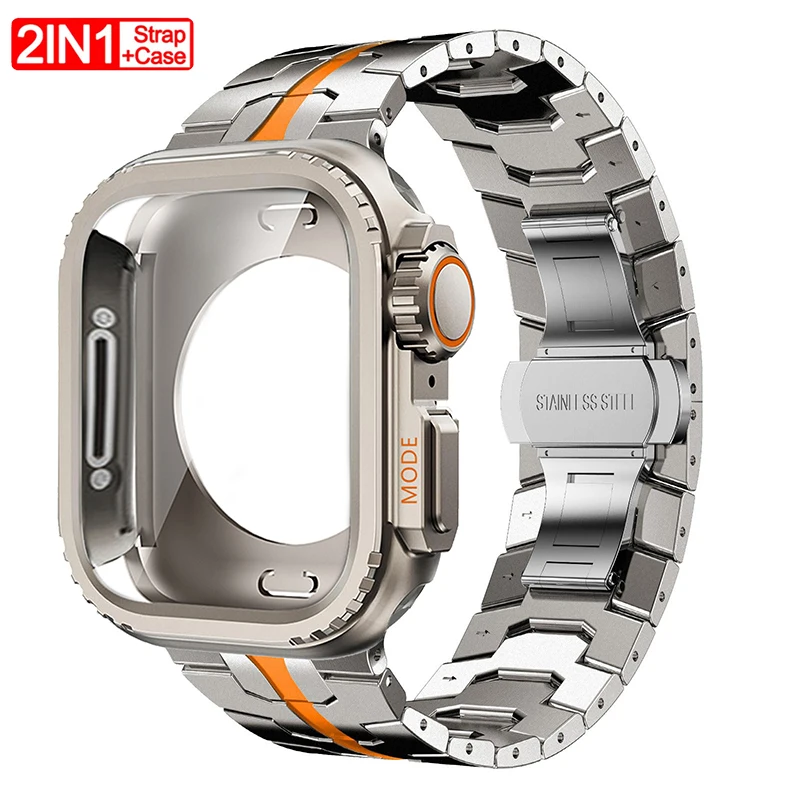

Metal Case+Band for Apple Watch Band Ultra 2 49mm Series 10 46mm 42mm 45mm 44mm Man's Strap Protective Cover for Iwatch 9 8 7 SE