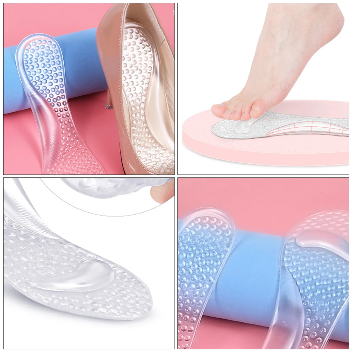 

2 Pairs Non-slip Massage Mat Foot Arch Supports Shoes Heel Pads for Women High Heels Gel Inserts Women's