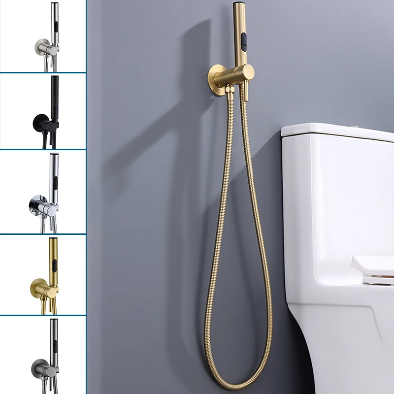 Brass Bidet Faucet 304Stainless Steel Portable Toilet Bidet Sprayer Set Toilet Faucet Hygienic Shower Hot Cold Water Shoer Head